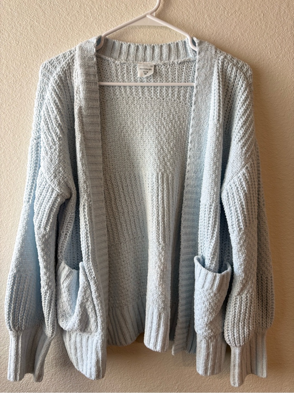 Cozy Open-Front Light Blue Women's Cardigan Sweater from Abercrombie & Fitch